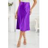 imageALCEA ROSEA Womens Satin High Waisted Silk Aline Wedding Elegant Elastic Midi Skirt7212violet