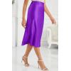 imageALCEA ROSEA Womens Satin High Waisted Silk Aline Wedding Elegant Elastic Midi Skirt7212violet