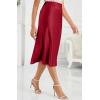 imageALCEA ROSEA Womens Satin High Waisted Silk Aline Wedding Elegant Elastic Midi Skirt7212wine