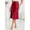 imageALCEA ROSEA Womens Satin High Waisted Silk Aline Wedding Elegant Elastic Midi Skirt7212wine