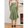 imageALCEA ROSEA Womens Satin High Waisted Silk Aline Wedding Elegant Elastic Midi SkirtMoss Green 203