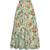 imageALCEA ROSEA Womens Ruffled HighWaisted Long Floral Printed Midi SkirtGrass Green