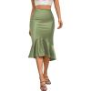 imageALCEA ROSEA Womens Satin High Waisted Silk Aline Wedding Elegant Elastic Midi SkirtMoss Green 203