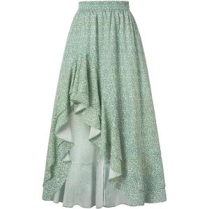 imageALCEA ROSEA Womens Ruffled HighWaisted Long Floral Printed Midi SkirtLight Green