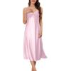 imageALCEA ROSEA Women Silk Satin Nightgown Sexy Lace Chemise Lingerie Long Sleepdress for Ladies Sleepwear Slip NegligeeNude Pink