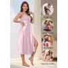 imageALCEA ROSEA Women Silk Satin Nightgown Sexy Lace Chemise Lingerie Long Sleepdress for Ladies Sleepwear Slip NegligeeNude Pink