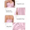 imageALCEA ROSEA Women Silk Satin Nightgown Sexy Lace Chemise Lingerie Long Sleepdress for Ladies Sleepwear Slip NegligeeNude Pink
