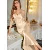 imageALCEA ROSEA Womens Satin Nightgown Sexy Silky Cowl Neck Slip Dress Lingerie Sleepwear 39223922champagne