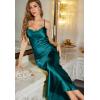 imageALCEA ROSEA Womens Satin Nightgown Sexy Silky Cowl Neck Slip Dress Lingerie Sleepwear 39223922dark Green