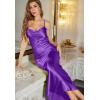imageALCEA ROSEA Womens Satin Nightgown Sexy Silky Cowl Neck Slip Dress Lingerie Sleepwear 39223922violet