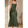 imageALCEA ROSEA Womens Long Satin Slip Dress Nightgowns Sexy Lingerie Adjustable Strap Midi Dress Silky Gown V Neck Under DressArmy Green
