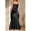 imageALCEA ROSEA Womens Long Satin Slip Dress Nightgowns Sexy Lingerie Adjustable Strap Midi Dress Silky Gown V Neck Under DressBlack