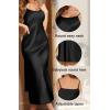 imageALCEA ROSEA Womens Long Satin Slip Dress Nightgowns Sexy Lingerie Adjustable Strap Midi Dress Silky Gown V Neck Under DressBlack