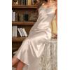 imageALCEA ROSEA Womens Long Satin Slip Dress Nightgowns Sexy Lingerie Adjustable Strap Midi Dress Silky Gown V Neck Under DressChampagne