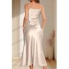 imageALCEA ROSEA Womens Long Satin Slip Dress Nightgowns Sexy Lingerie Adjustable Strap Midi Dress Silky Gown V Neck Under DressChampagne