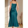 imageALCEA ROSEA Womens Long Satin Slip Dress Nightgowns Sexy Lingerie Adjustable Strap Midi Dress Silky Gown V Neck Under DressDark Green
