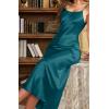 imageALCEA ROSEA Womens Long Satin Slip Dress Nightgowns Sexy Lingerie Adjustable Strap Midi Dress Silky Gown V Neck Under DressDark Green