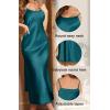 imageALCEA ROSEA Womens Long Satin Slip Dress Nightgowns Sexy Lingerie Adjustable Strap Midi Dress Silky Gown V Neck Under DressDark Green