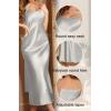 imageALCEA ROSEA Womens Long Satin Slip Dress Nightgowns Sexy Lingerie Adjustable Strap Midi Dress Silky Gown V Neck Under DressLight Grey