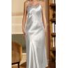 imageALCEA ROSEA Womens Long Satin Slip Dress Nightgowns Sexy Lingerie Adjustable Strap Midi Dress Silky Gown V Neck Under DressLight Grey