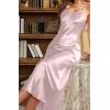 imageALCEA ROSEA Womens Long Satin Slip Dress Nightgowns Sexy Lingerie Adjustable Strap Midi Dress Silky Gown V Neck Under DressNude Pink