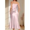 imageALCEA ROSEA Womens Long Satin Slip Dress Nightgowns Sexy Lingerie Adjustable Strap Midi Dress Silky Gown V Neck Under DressNude Pink