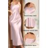 imageALCEA ROSEA Womens Long Satin Slip Dress Nightgowns Sexy Lingerie Adjustable Strap Midi Dress Silky Gown V Neck Under DressNude Pink