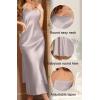imageALCEA ROSEA Womens Long Satin Slip Dress Nightgowns Sexy Lingerie Adjustable Strap Midi Dress Silky Gown V Neck Under DressOatmeal