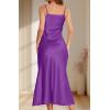 imageALCEA ROSEA Womens Long Satin Slip Dress Nightgowns Sexy Lingerie Adjustable Strap Midi Dress Silky Gown V Neck Under DressViolet