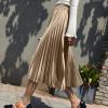 imageALCEA ROSEA Womens Pleated Midi Skirt High Waist Knitted Solid Casual Skirt 7855Beige7855