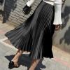 imageALCEA ROSEA Womens Pleated Midi Skirt High Waist Knitted Solid Casual Skirt 7855Black7855