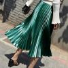 imageALCEA ROSEA Womens Pleated Midi Skirt High Waist Knitted Solid Casual Skirt 7855Dark Green7855