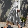 imageALCEA ROSEA Womens Pleated Midi Skirt High Waist Knitted Solid Casual Skirt 7855Grey7855