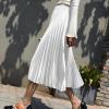 imageALCEA ROSEA Womens Pleated Midi Skirt High Waist Knitted Solid Casual Skirt 7855White7855