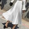 imageALCEA ROSEA Womens Pleated Midi Skirt High Waist Knitted Solid Casual Skirt 7855White7855