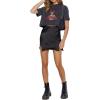 imageALCEA ROSEA Womens Satin Silky Lace Trim Split Mini Skirt Slit Hem High Waist ALine Short Skirt Solid Slit Skirts for WomenBlack