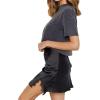 imageALCEA ROSEA Womens Satin Silky Lace Trim Split Mini Skirt Slit Hem High Waist ALine Short Skirt Solid Slit Skirts for WomenBlack