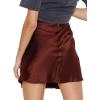 imageALCEA ROSEA Womens Satin Silky Lace Trim Split Mini Skirt Slit Hem High Waist ALine Short Skirt Solid Slit Skirts for WomenBrown