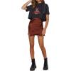 imageALCEA ROSEA Womens Satin Silky Lace Trim Split Mini Skirt Slit Hem High Waist ALine Short Skirt Solid Slit Skirts for WomenBrown