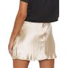 imageALCEA ROSEA Womens Satin Silky Lace Trim Split Mini Skirt Slit Hem High Waist ALine Short Skirt Solid Slit Skirts for WomenChampagne