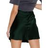 imageALCEA ROSEA Womens Satin Silky Lace Trim Split Mini Skirt Slit Hem High Waist ALine Short Skirt Solid Slit Skirts for WomenDark Green
