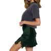 imageALCEA ROSEA Womens Satin Silky Lace Trim Split Mini Skirt Slit Hem High Waist ALine Short Skirt Solid Slit Skirts for WomenDark Green