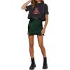 imageALCEA ROSEA Womens Satin Silky Lace Trim Split Mini Skirt Slit Hem High Waist ALine Short Skirt Solid Slit Skirts for WomenDark Green