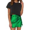 imageALCEA ROSEA Womens Satin Silky Lace Trim Split Mini Skirt Slit Hem High Waist ALine Short Skirt Solid Slit Skirts for WomenGreen