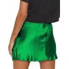 imageALCEA ROSEA Womens Satin Silky Lace Trim Split Mini Skirt Slit Hem High Waist ALine Short Skirt Solid Slit Skirts for WomenGreen