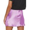 imageALCEA ROSEA Womens Satin Silky Lace Trim Split Mini Skirt Slit Hem High Waist ALine Short Skirt Solid Slit Skirts for WomenLight Purple