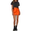 imageALCEA ROSEA Womens Satin Silky Lace Trim Split Mini Skirt Slit Hem High Waist ALine Short Skirt Solid Slit Skirts for WomenOrange