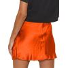 imageALCEA ROSEA Womens Satin Silky Lace Trim Split Mini Skirt Slit Hem High Waist ALine Short Skirt Solid Slit Skirts for WomenOrange