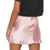 imageALCEA ROSEA Womens Satin Silky Lace Trim Split Mini Skirt Slit Hem High Waist ALine Short Skirt Solid Slit Skirts for WomenPink