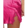 imageALCEA ROSEA Womens Satin Silky Lace Trim Split Mini Skirt Slit Hem High Waist ALine Short Skirt Solid Slit Skirts for WomenRose Red